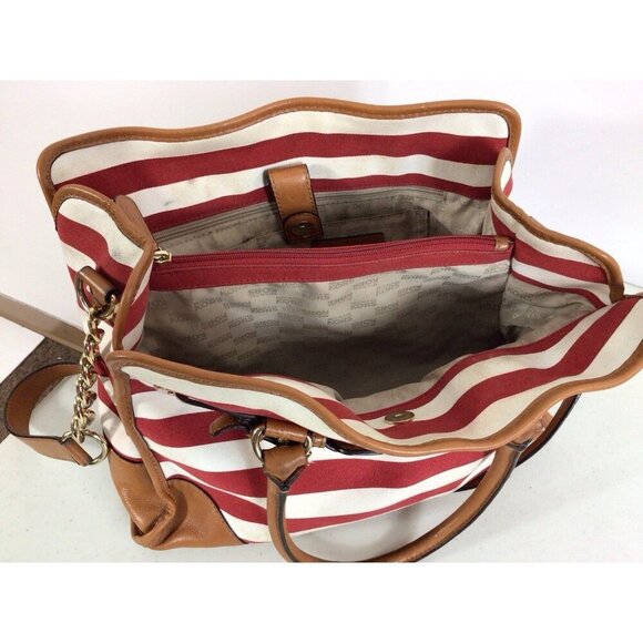 Michael Kors Stripe Red Purse Satchel Bag - Picture 8 of 10